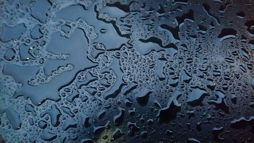 Full frame shot of wet window in rainy season