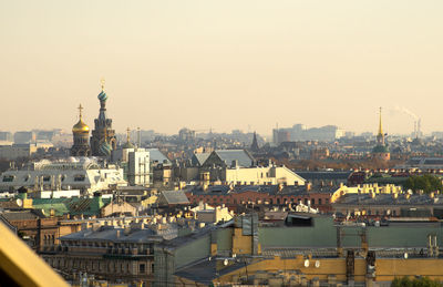 Cityscape against clear sky