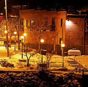 Empty benches at night