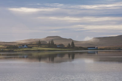 Scenic view of lake against sky