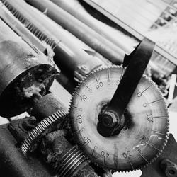 Close-up of weaving machine