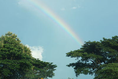Low angle view of rainbow against sky