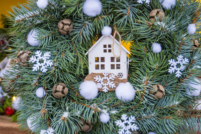 Christmas decorations on table