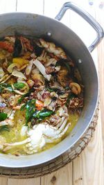 High angle view of food in bowl