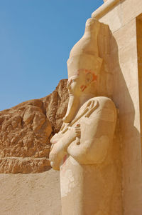 Low angle view of statue against clear sky