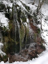 Scenic view of waterfall in winter