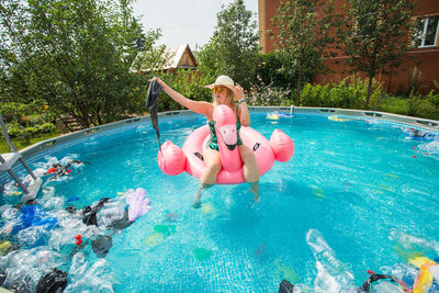 Woman in swimming pool