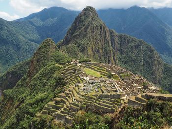 High angle view of ruins of mountain range