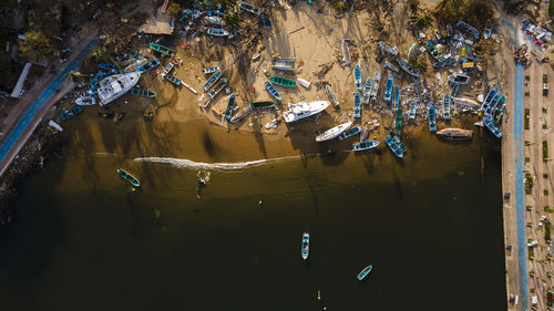 High angle view of acapulco beach after  hurracaine otis . 