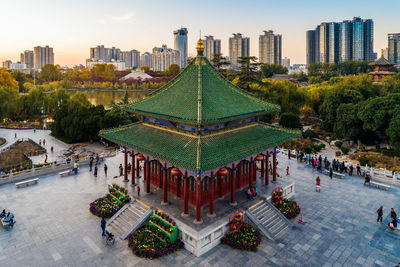 High angle view of people in park