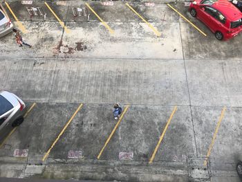 High angle view of cars on road