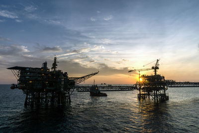 Sunset at oilfield