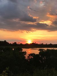 Scenic view of sunset over sea