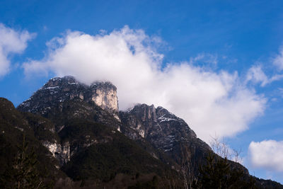 Scenic view of mountains against cloudy sky