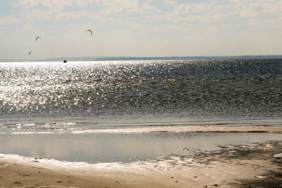 Scenic view of sea during sunny day