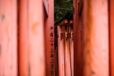 Close-up of metal door of building