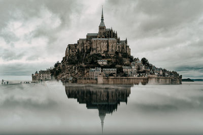 Reflection of building on water