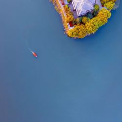 High angle view of kite in sea