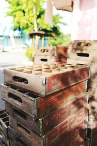 Close-up of stack of wood