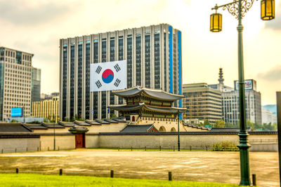 Palace, hanok and gwanghwamun square in korea