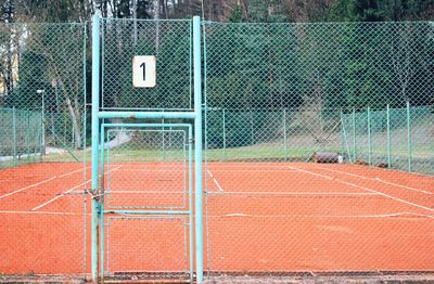 Basketball court in sunny day