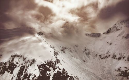 Aerial view of snow covered landscape