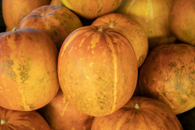 Full frame shot of pumpkins at market stall