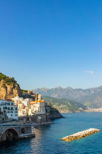 Amalfi coast. atrani, salerno, italy. landscape and town by the sea