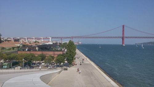 View of bridge over sea against clear sky