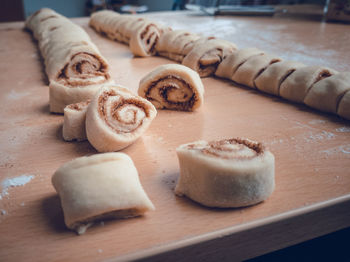 Close-up of cookies on table