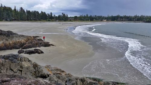 Scenic view of sea against cloudy sky