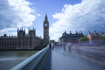 View of people crossing westminster bridge