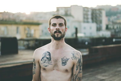 Portrait of shirtless man