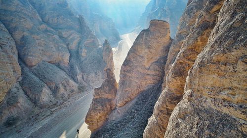 High angle view of rock formations