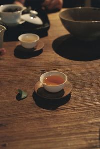 Close-up of tea cup on table