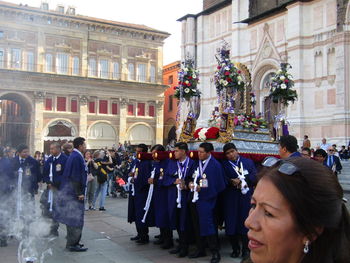 Group of people in front of building