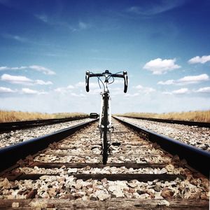 Railroad track at sunset