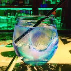 Close-up of water on table