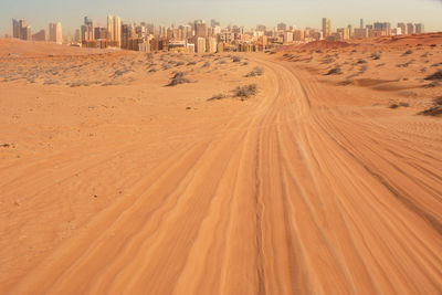 View of sand dunes in city