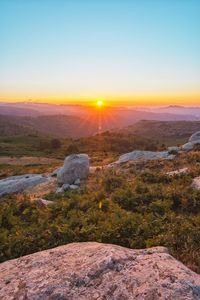 Scenic view of landscape during sunset