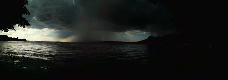 Scenic view of sea against cloudy sky