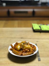 Close-up of food in plate on table