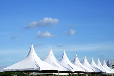 View of tent against cloudy sky