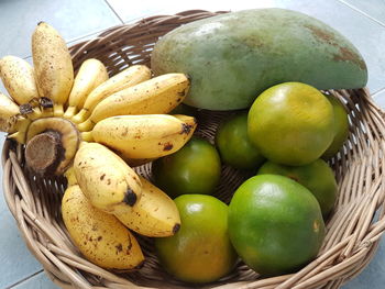 High angle view of apples in basket