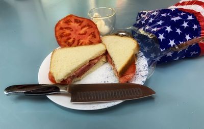 Close-up of dessert in plate on table