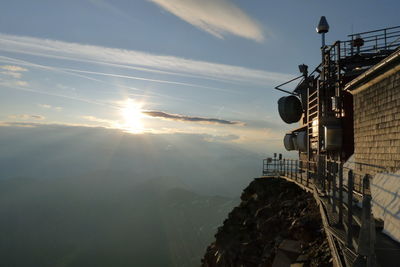 Zittelhaus on high tauern against sky during sunrise