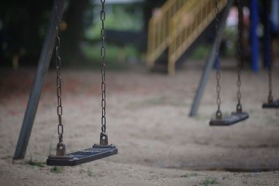 Empty swing in park