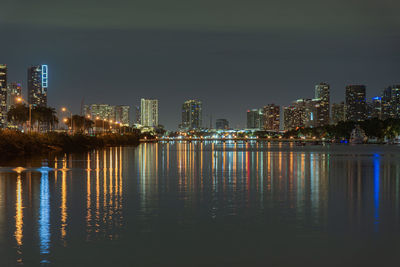 Illuminated city at night