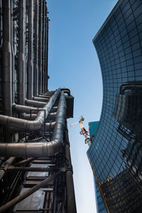 Low angle view of buildings against clear sky