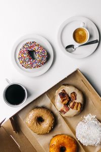 High angle view of coffee on table